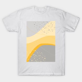 Grey and Yellow Modern Abstract Organic Shapes T-Shirt